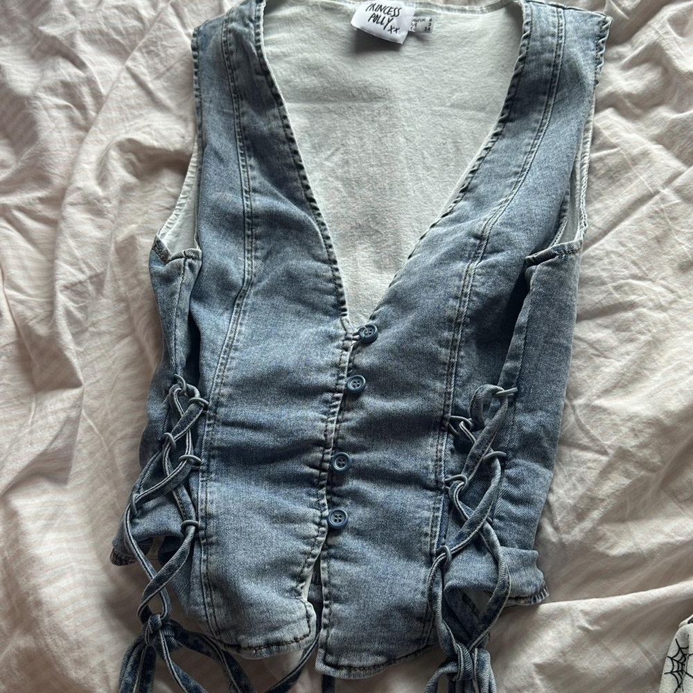 Princess Polly Denim Lace-Up Tank Top
